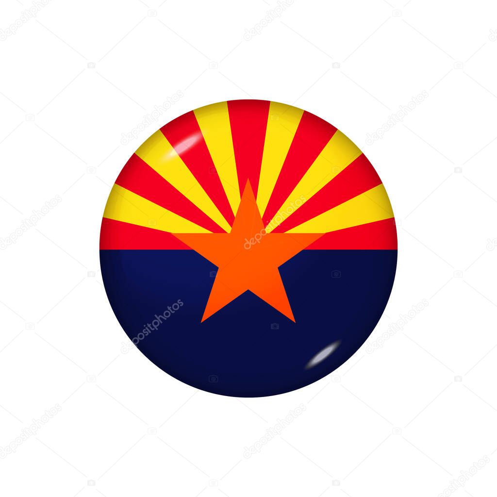 Icon flag of Arizona . Round glossy flag. Vector illustration. EPS 10