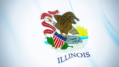 Illinois 'in el sallayan bayrağı. Yüksek kalite 3 boyutlu illüstrasyon. Haber, haber ve olaylar için mükemmel.. 