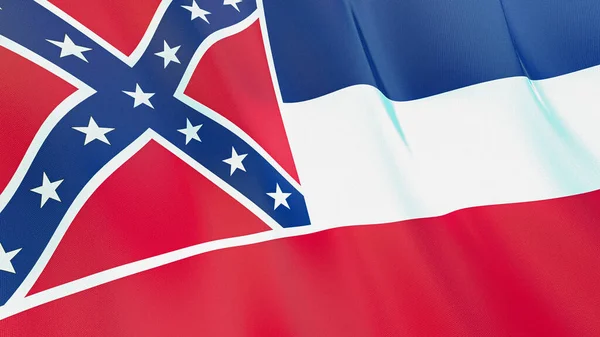 Wapperende Vlag Van Mississippi Hoge Kwaliteit Illustratie Perfect Voor Nieuws — Stockfoto