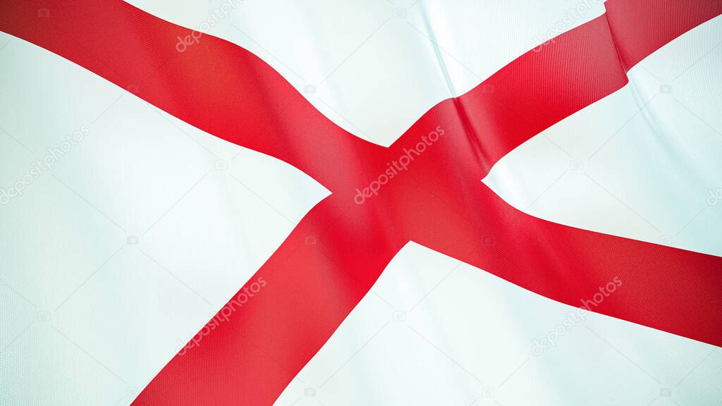 The waving flag of Alabama . High quality 3D illustration. Perfect for news, reportage, events. 