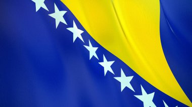Bosna-Hersek 'in sallanan bayrağı. Yüksek kalite 3 boyutlu illüstrasyon. Haber, haber ve olaylar için mükemmel.. 