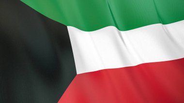 Kuveyt 'in sallanan bayrağı. Yüksek kalite 3 boyutlu illüstrasyon. Haber, haber ve olaylar için mükemmel.. 