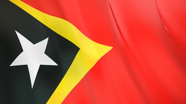 飘扬的东帝汶旗帜 高质量的3D插图 完美的新闻 — 图库照片