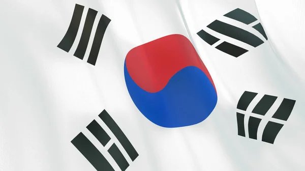 Waving Flag South Korea High Quality Illustration Perfect News Reportage — Stock Photo, Image