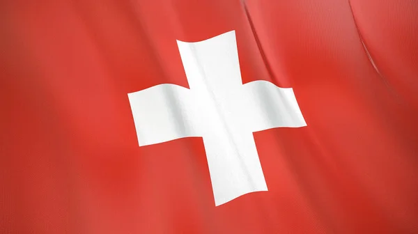 Κυματιστή Σημαία Της Ελβετίας Υψηλής Ποιότητας Τρισδιάστατη Απεικόνιση Ιδανικό Για — Φωτογραφία Αρχείου