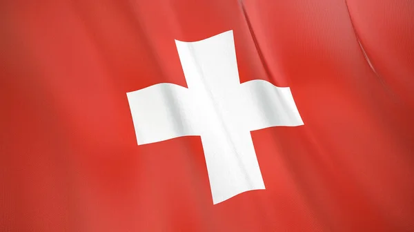 Den Viftande Flaggan Schweiz Hög Kvalitet Illustration Perfekt För Nyheter — Stockfoto