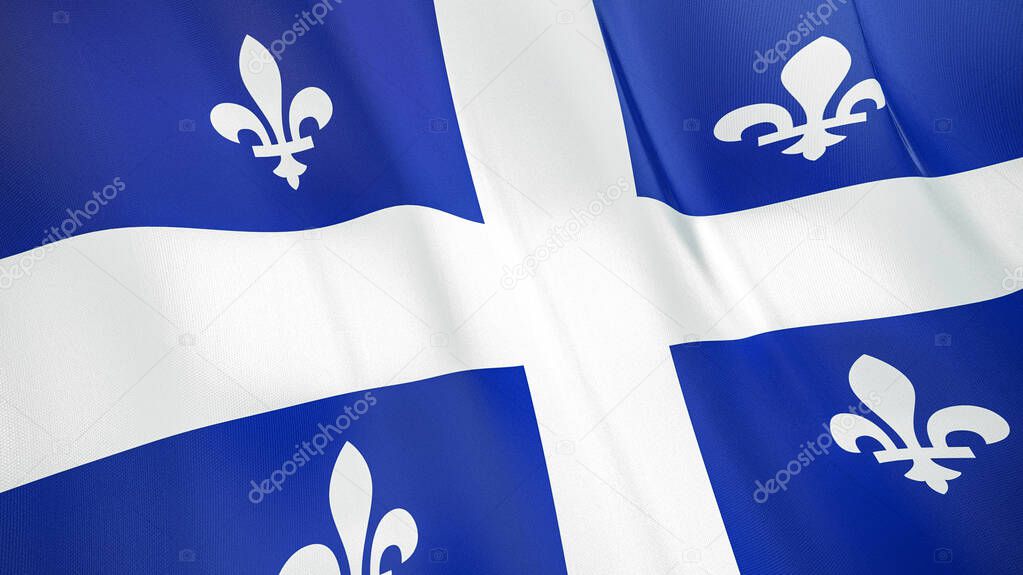 The waving flag of Quebec . High quality 3D illustration. Perfect for news, reportage, events. 
