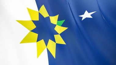 Topeka şehrinin dalgalanan bayrağı. Kansas mı? Birleşik Devletler. Yüksek kalite gerçekçi sunucu