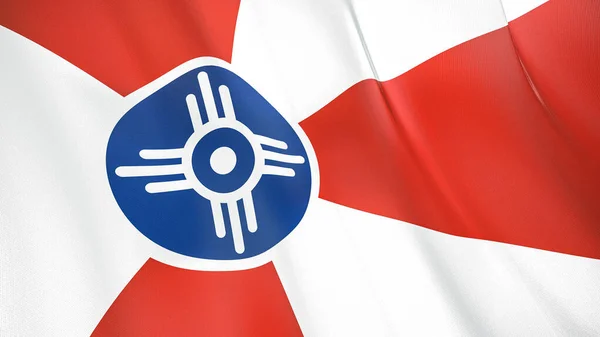Fluttering Flag Wichita City Kansas United States High Quality Realistic — Stock Photo, Image