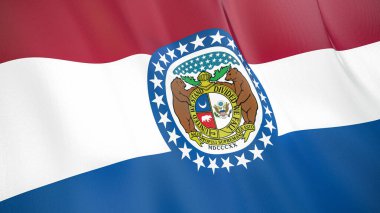 Missouri 'nin sallanan bayrağı. Yüksek kalite 3 boyutlu illüstrasyon. Haber, haber ve olaylar için mükemmel.. 