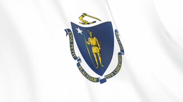 Zwaaiende Vlag Van Massachusetts Hoge Kwaliteit Illustratie Perfect Voor Nieuws — Stockfoto