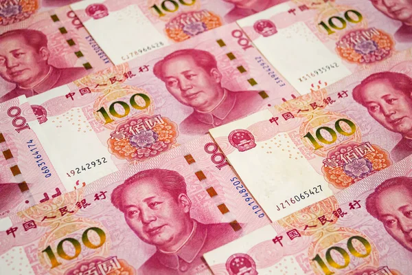 100 Китайских Банкнот Юаня Фон Китай Beijing — стоковое фото