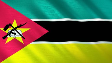 Mozambik 'in sallanan bayrağı. Yüksek kalite 3 boyutlu illüstrasyon. Haber, haber ve olaylar için mükemmel.. 