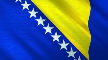 Bosna-Hersek 'in sallanan bayrağı. Yüksek kalite 3 boyutlu illüstrasyon. Haber, haber ve olaylar için mükemmel.. 