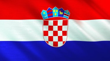 Hırvatistan 'ın sallanan bayrağı. Yüksek kalite 3 boyutlu illüstrasyon. Haber, haber ve olaylar için mükemmel.. 