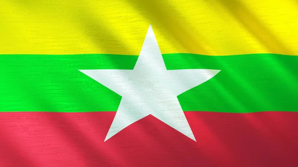 Bandera Ondeante Myanmar Ilustración Alta Calidad Perfecto Para Noticias Reportajes — Foto de Stock
