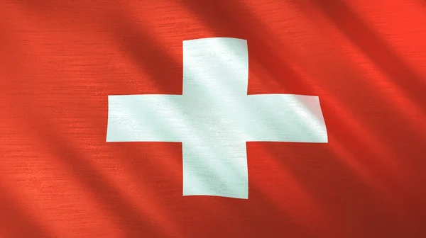 Den Viftande Flaggan Schweiz Hög Kvalitet Illustration Perfekt För Nyheter — Stockfoto