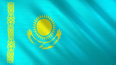 Kazakistan 'ın sallanan bayrağı. Yüksek kalite 3 boyutlu illüstrasyon. Haber, haber ve olaylar için mükemmel.. 