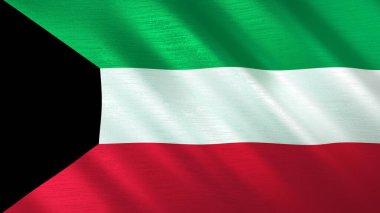 Kuveyt 'in sallanan bayrağı. Yüksek kalite 3 boyutlu illüstrasyon. Haber, haber ve olaylar için mükemmel.. 