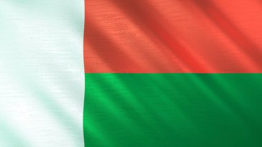Madagaskar 'ın dalgalı bayrağı. Yüksek kalite 3 boyutlu illüstrasyon. Haber, haber ve olaylar için mükemmel.. 