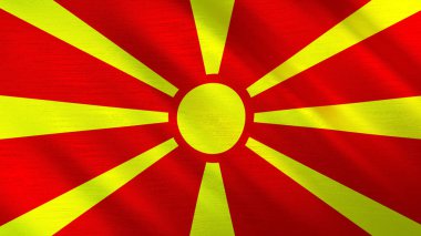 Makedonya 'nın dalgalı bayrağı. Yüksek kalite 3 boyutlu illüstrasyon. Haber, haber ve olaylar için mükemmel.. 