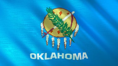 Oklahoma 'nın sallanan bayrağı. Yüksek kalite 3 boyutlu illüstrasyon. Haber, haber ve olaylar için mükemmel.. 