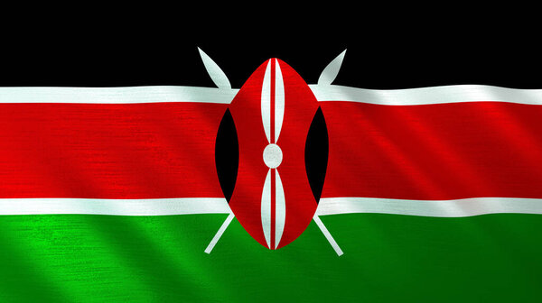 Размахивающий флагом Кении. Высококачественная трехмерная иллюстрация. Перфект к новостям, возрасту, событиям. 