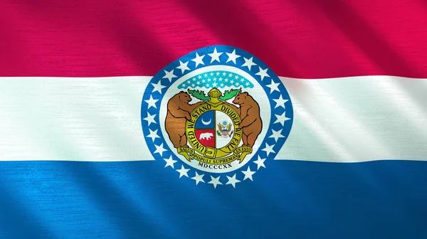 Bandera Ondeante Missouri Ilustración Alta Calidad Perfecto Para Noticias Reportajes — Foto de Stock