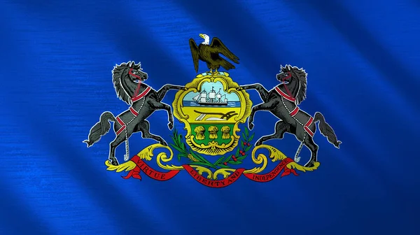 Κυματιστή Σημαία Της Πενσυλβάνια Υψηλής Ποιότητας Τρισδιάστατη Απεικόνιση Ιδανικό Για — Φωτογραφία Αρχείου