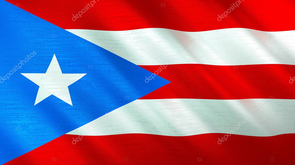 The waving flag of Puerto Rico. High quality 3D illustration. Perfect for news, reportage, events. 