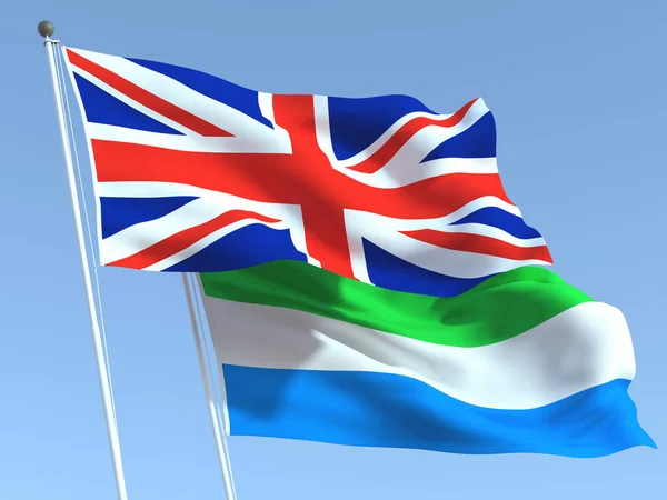 Two Waving State Flags United Kingdom Sierra Leone Blue Sky — Stock Photo, Image