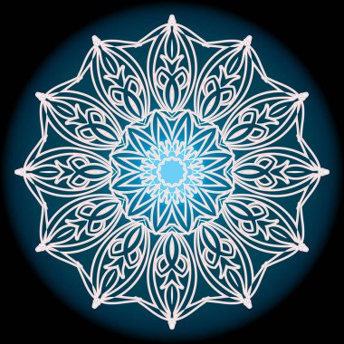 Koyu mavi zemin üzerine beyaz dairesel desen