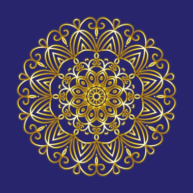 Koyu mavi zemin üzerinde basit altın dairesel şekli