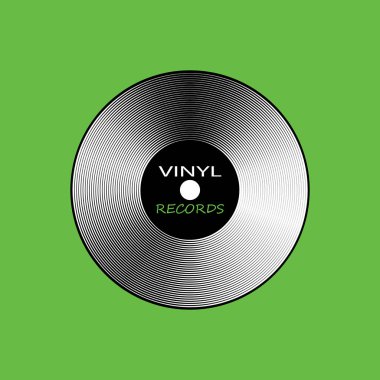 Vinil oyuncu kayıt poster. Müzik etiket logosunu görmeniz gerekir. Trendy degrade çizgi stil vektör illüstrasyon müzik. Antika gramofon disk.