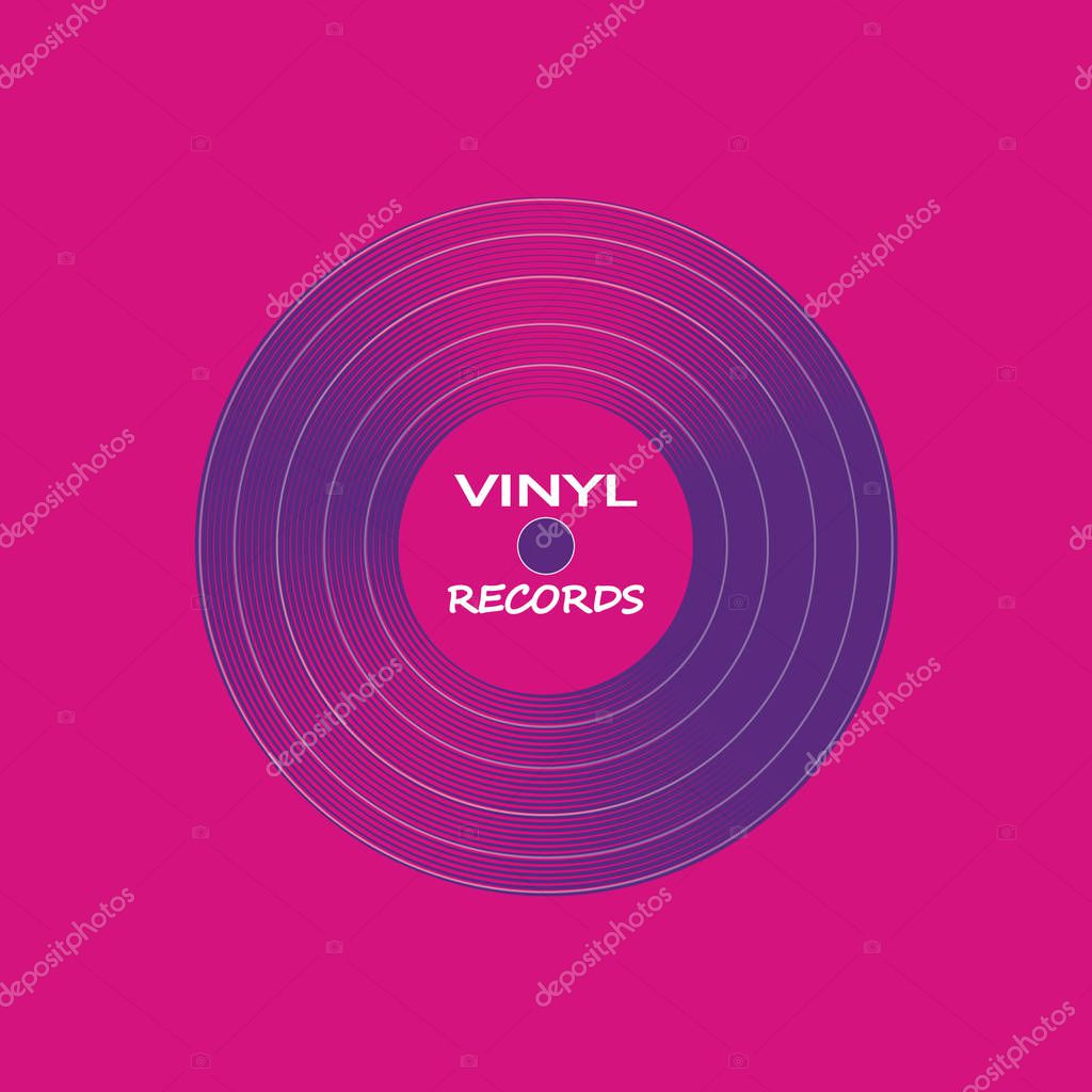Poster of vinyl player record. Music label logo. Trendy gradient line style vector illustration music. Retro party with vinyl music.