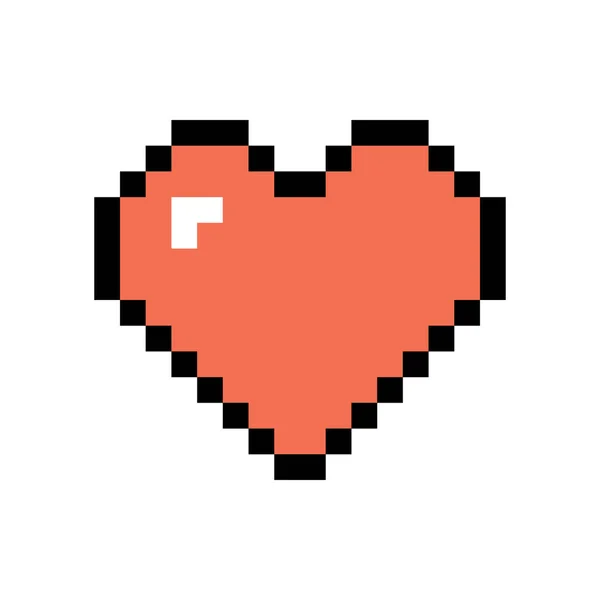 Icône coeur en style pixel. Signe d'amour isolé — Image vectorielle