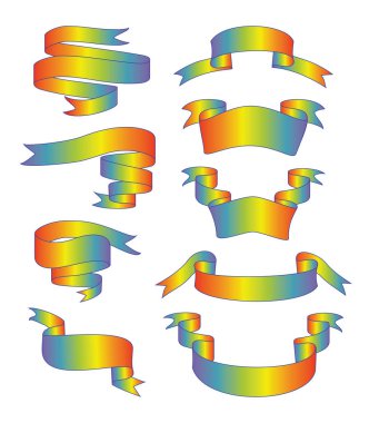 Gökkuşağı şerit kümesi. Renkli çizgi film etiketleri