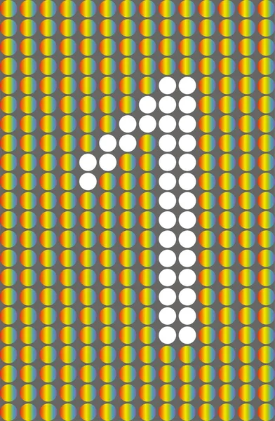 Número uno con círculos blancos en círculos del arco iris — Vector de stock