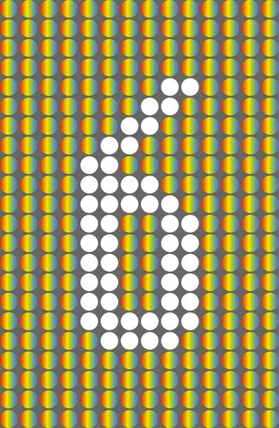 Número seis con círculos blancos en círculos del arco iris — Vector de stock