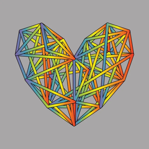 Arc Ciel Vide Triangles Icône Coeur Polygone Coloré Simple Sur — Image vectorielle