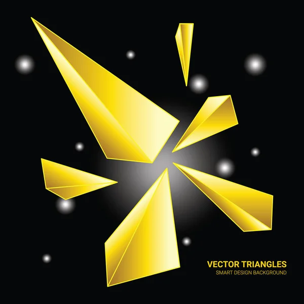 Fond vectoriel 3d avec des formes polygonales dorées — Image vectorielle