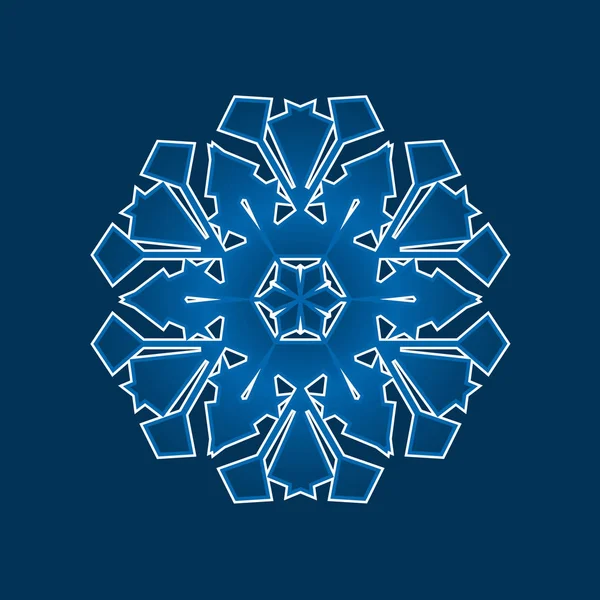 Logo de copo de nieve. Icono de aislamiento de invierno en azul oscuro — Vector de stock