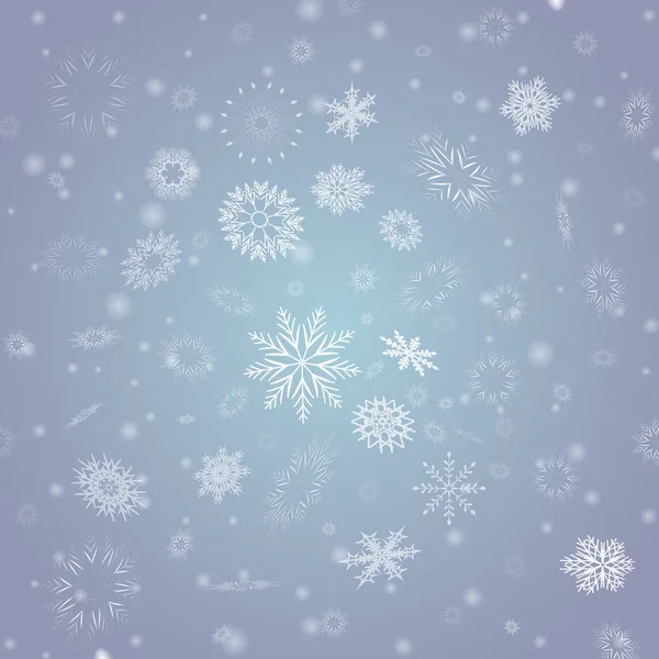 Vector Winter background with flay white snowflake — Stock Vector