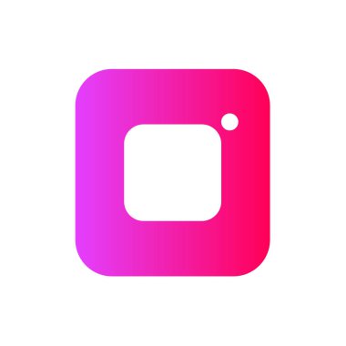 Lviv, Ukrayna-1.01.2019 vektör tasarımı logo popüler haberci ve fotoğraf sohbet stilize. Daire içinde renk dikdörtgen simgesiyle.