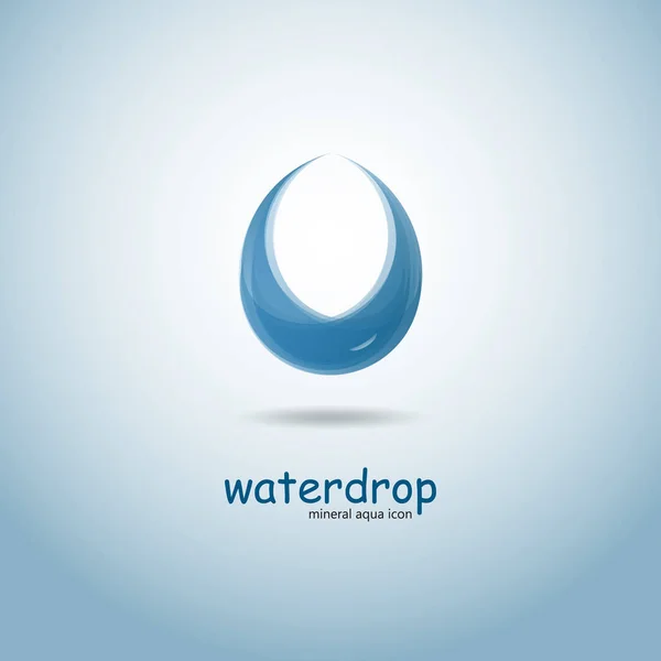Stylized vector blue water drop logo design — Stock Vector