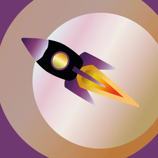 Rocket Ship Vliegende Achtergrond Kleur Vector Illustratie Van Ruimte — Stockvector