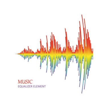 Beyaz arka plan üzerinde vektör ekolayzer öğesi. Nabız müzik çalar şarkı. Ses renkli wave logosu.