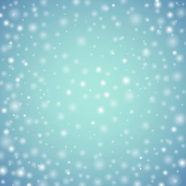 Light Blue Blurred Bokeh Winter Background Holiday Defocused Glowing Backdrop — Stock Vector