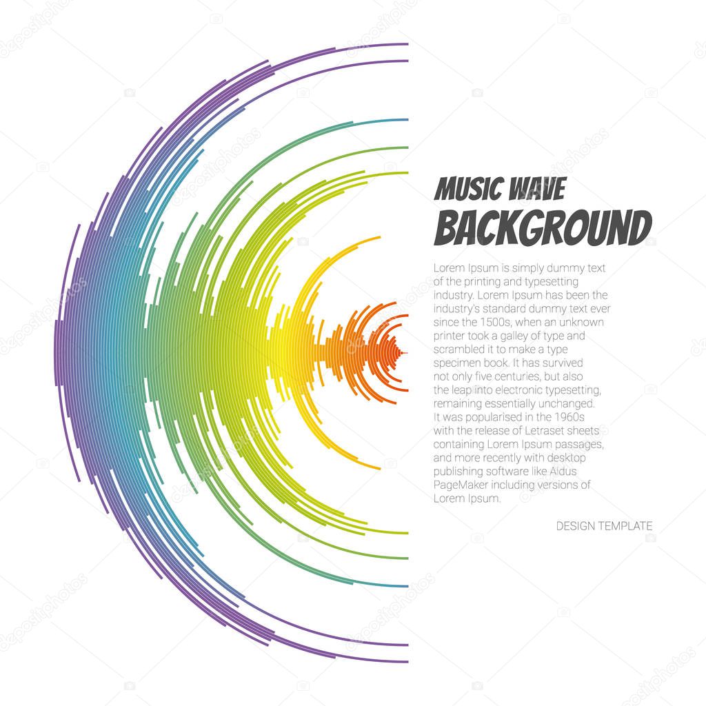 Vector Sound wave background. Rainbow Music wave logo on white. Audio symbol flat isolated illustration