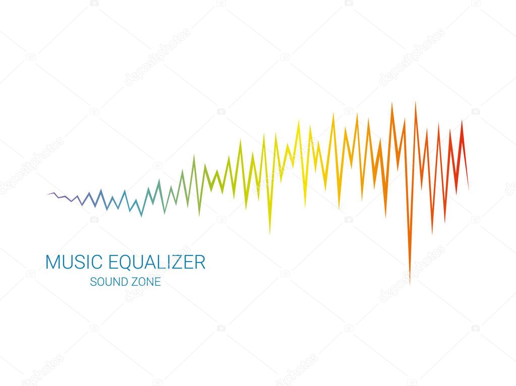 Vector equalizer element on white background. Pulse music player sing. Audio colorful wave logo.